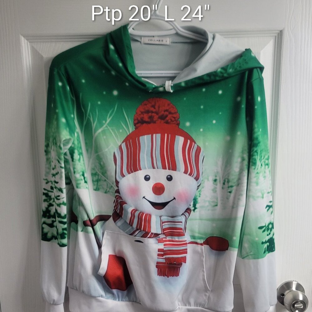 #381 Cellabie Snowman Sweater sz S